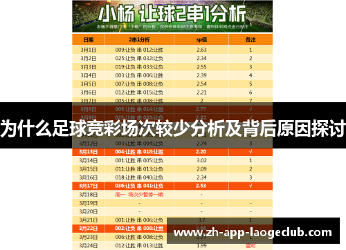 为什么足球竞彩场次较少分析及背后原因探讨