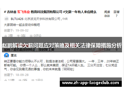 赵鹏解读欠薪问题应对策略及相关法律保障措施分析